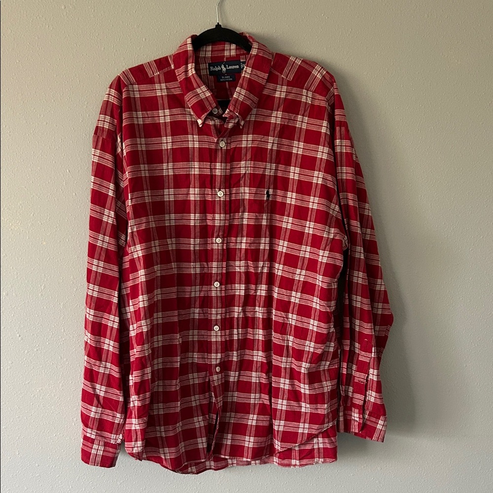 Ralph Lauren Men's Red and White Checkered Shirt